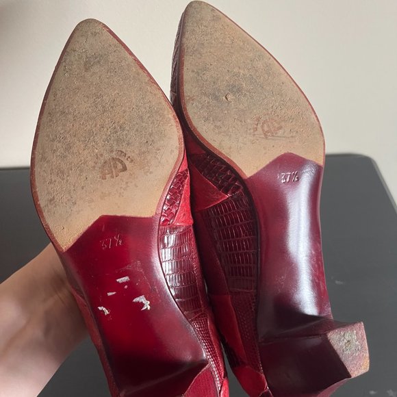 Vintage Andrea Pfister Couture Red Leather Heels Size 7.5 - Picture 2 of 5
